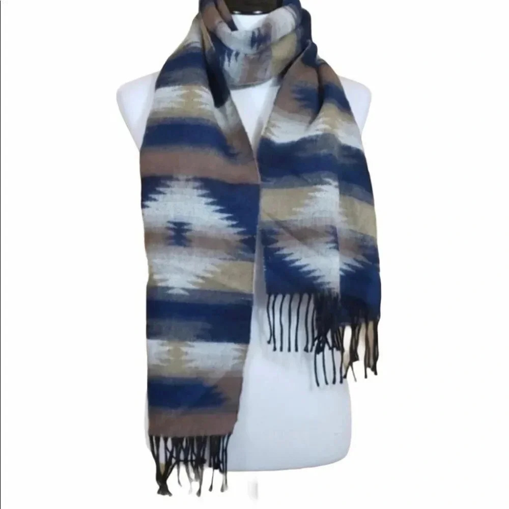 Berkshire blue/brown Reversible Aztec print scarf‎